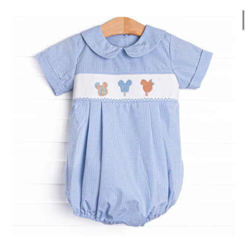 Charming Treats Smocked Bubble, Blue Gingham – Stitchy Fish