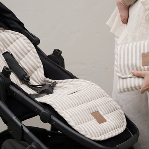 Natural Stripe Universal Linen Pram Liner