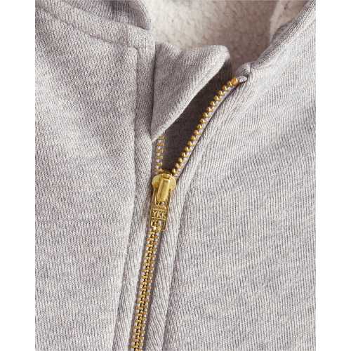 100% Organic Cotton Hooded Moto Romper in Heather Grey