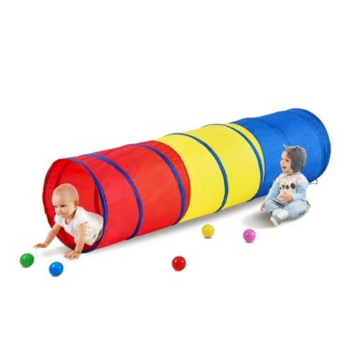 VEVOR Kids Play Tunnel Tent for Toddlers, Colorful Pop Up Crawl Tunnel Toy for Baby or Pet, Collapsible Gift, Red/Yellow/Blue Multicolor