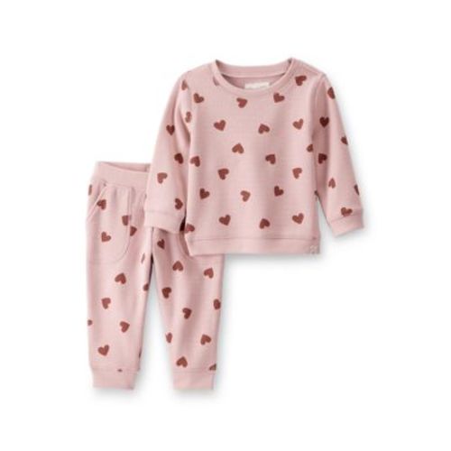 Baby Girls Heart Waffle Knit Set