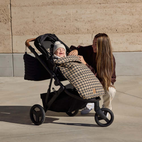 Black Houndstooth Linen Pram Cosy