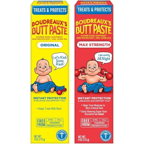 Boudreaux's Butt Paste Diaper Rash Ointment, (Original, & Maximum Strength) (1ea / 4oz) (Variety Pack)