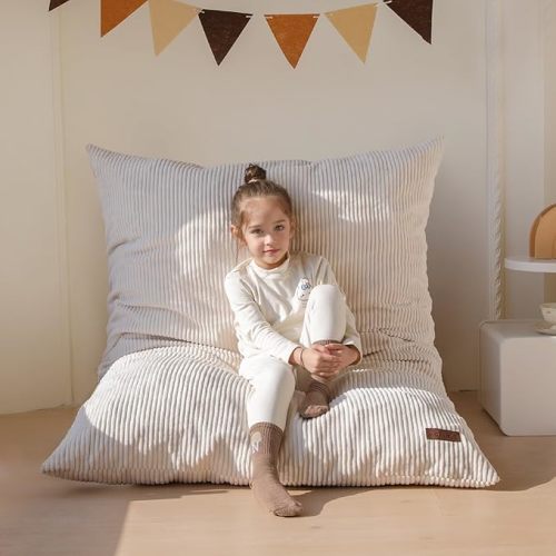 MAXYOYO 3 in 1 Kids Bean Bag Chair Bed, Convertible Chair Folds from Bean Bag to Lounger, Child Floor Sofa for Gaming, Reading, Floor Mattress with High-Density Foam Filling