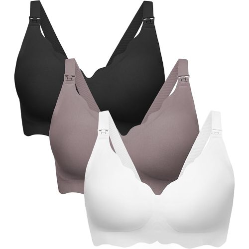 Angelhood Nursing Bras for Breastfeeding Ultra Comfort Seamless Maternity Bra Pack Wireless Pregnancy Bralette Bra Extender