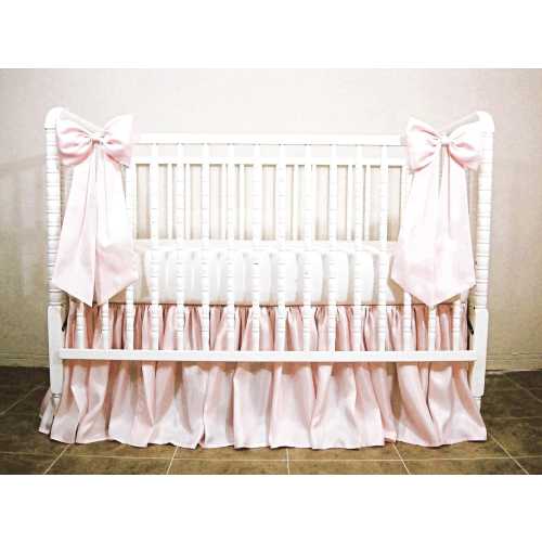 Blush Pink Girl's Crib Set - Full soft skirt with 2, 3 or4 large bows! Free shipping!