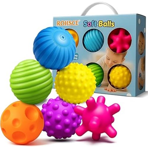 Sensory Ball for Babies 6 to 12 Months, Baby Balls for Toddlers 1-3 Massage Stress Relief, Textured Multi Sensory Balls Gift Sets, Montessori Sensory Toys 6 Spikey Squeeze Ball for Infant Kids