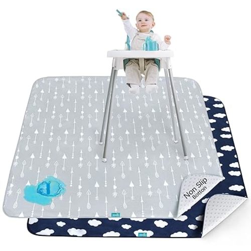 Splat Mat 2 Pack for Under High Chair & Arts & Crafts & Eating Mess, Waterproof Baby Playtime Anti-Slip Mat for Floor or Table, Reusable & Portable Splash Mat 42” ×46”