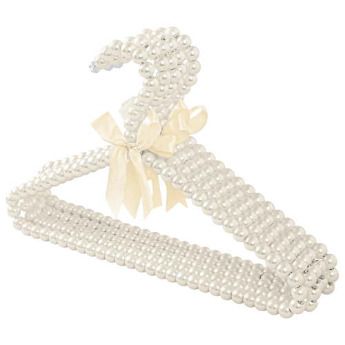 4 PCS Small Pearl Hangers, Pearl Hanger with Bowknot, Decorative Beaded Hanger for Little Ones, Small Closet Hanger for Youngsters & Pets, Dual Function for Storage and Drying, 11.8 x 7.5 Inches