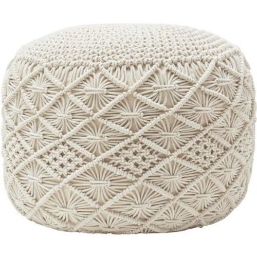 Ornavo Home Cotton Macrame Braid Pouf Ottoman - 18.5" x 15" - Natural