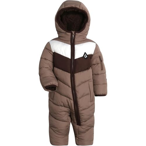 Volcom Boy Baby Snowsuit - Soft Fleece Lined Insulated Pram Infant Snowsuit with Sherpa Lined Hood - Baby Winter Clothes