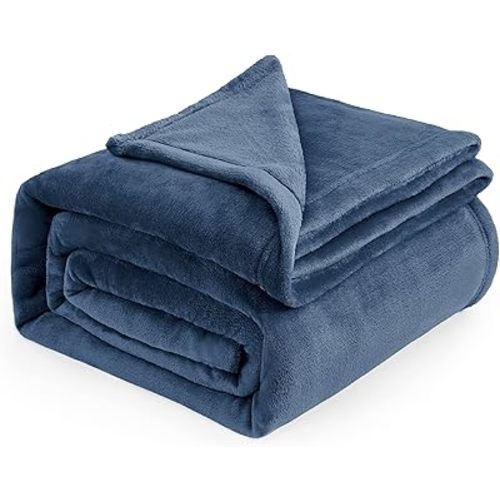 Bedsure GentleSoft Fleece Blankets Queen Size Mineral Blue - Bed Blanket Soft Lightweight Plush Fuzzy Cozy Luxury Microfiber, 90x90 inches