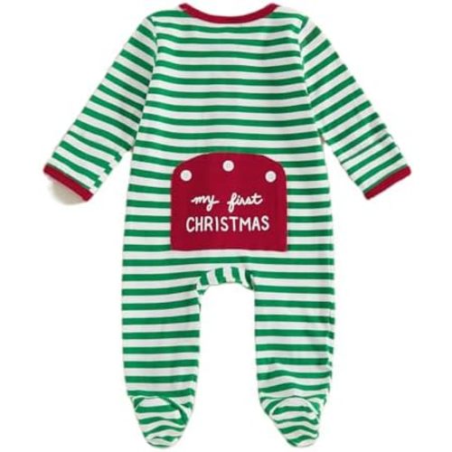 Seyurigaoka Newborn Baby Boy Girl Christmas Outfit My First Christmas Footed Romper Jumpsuit Gender Neutral Baby Clothes