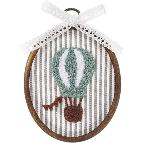 Blulu Vintage Hot Air Balloon Wall Art Nursery Decor Framed Wall Art with Bow Cute Hot Air Balloon Hanging Decorations Farmhouse Artwork for Kids Room Boys Bedroom Playroom