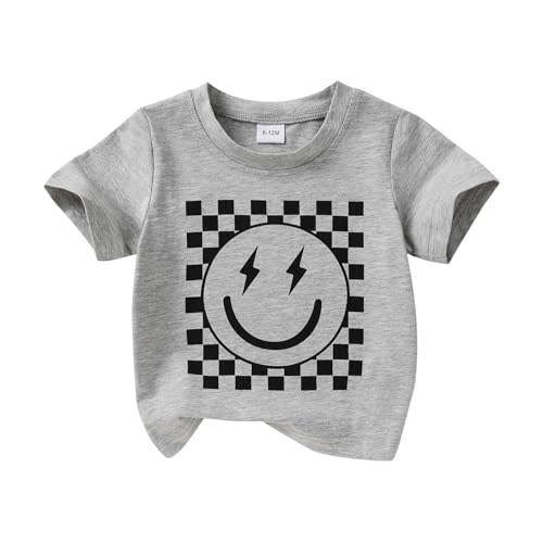 Happy Town Toddler Clothes Baby Boy Girl Smiley Face Shirt Short Sleeve T-Shirt Tee Summer Tops Outfits