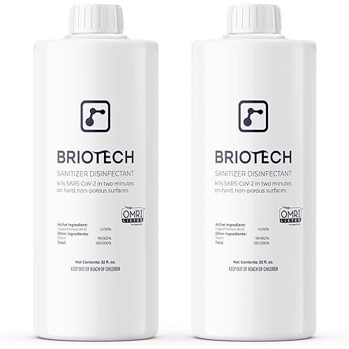 BRIOTECH Sanitizer Disinfectant Hypochlorous Spray, Kill 99.99% of Viruses & Bacteria, Control Mold, Eliminate Odor, Gentle for Nursery & Play Rooms, Food Contact Surface Sanitizer, 32 fl oz Refill