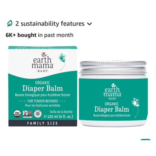 Earth Mama Organic Diaper Balm - 4 fl oz - Diaper Cream for Baby - Safe for Sensitive Skin - Baby Essentials