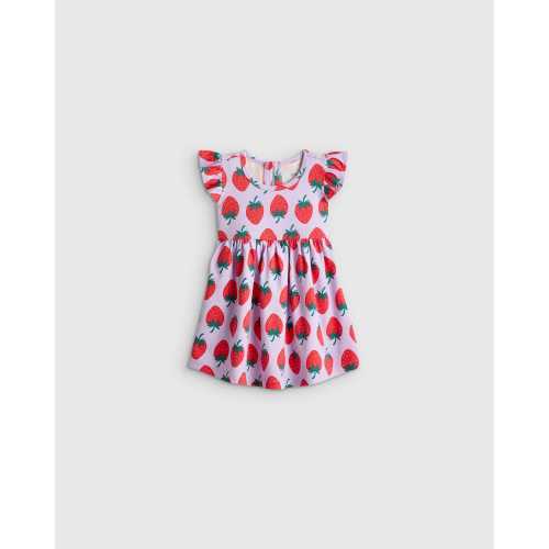 Organic Cotton Sleeveless Ruffle Dress - Baby Girl in Strawberries
