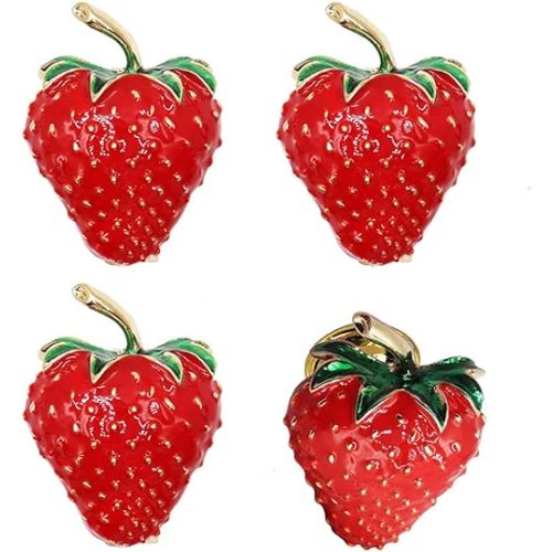brandname Mizhang Strawberry Knobs 4 Pcs Lovely Fruit Strawberry knobs Cabinet Drawer Knob Pull Handle with Screws Hardware Accessories Furniture Decorative Wardrobe Closet Cupboard Dresser Red