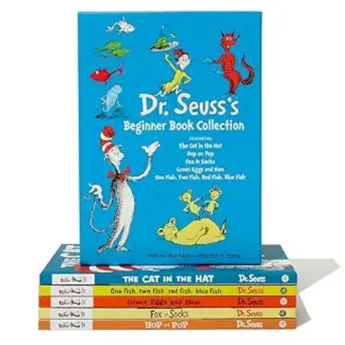 Dr. Seuss's Beginner Book Boxed Set Collection: The Cat in the Hat; One Fish Two Fish Red Fish Blue Fish; Green Eggs and Ham; Hop on Pop; Fox in Socks