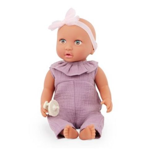 LullaBaby 14" Baby Doll with Lilac Jumper & Pacifier - Blue Eyes