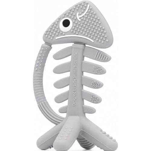 3 in 1 Infant Toys, Baby Teething Toys 3–6 6–12 Months, Teethers for Babies 0–3–6–12 Months for Teething Relief, Baby Gift, Baby Teether Toys, Silicone Sensory Toys, USA Patent Pending, Fish (Gray)