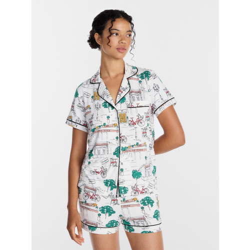 Joyspun Women's Dreamy Soft Collection Notch Collar Top and Shorts Pajama Set, 2-Piece, Sizes XS-3X