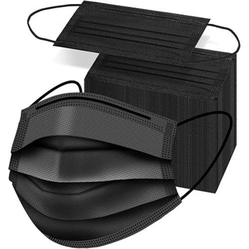 ZTANPS 50PCS Disposable Face Masks, Black Masks, 3 Layer Protection Black Disposable Face Masks