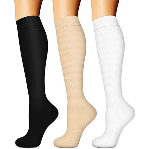 Compression Socks for Women & Men (3 pairs) - Best Support for Nurses, Running, Hiking, Recovery & Flight Socks