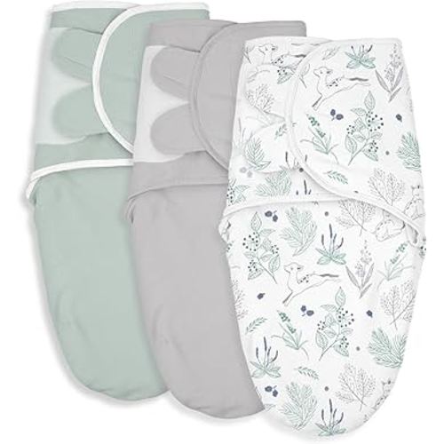 Soarwg Kids Baby Swaddle, Organic Adjustable Baby Swaddles for Newborns, Sleep Sack for Baby Boy and Girl 0-3 Months, 100% Cotton Certified Standard 100 by Oeko-TEX, 3-Pack (Deer Meadow)