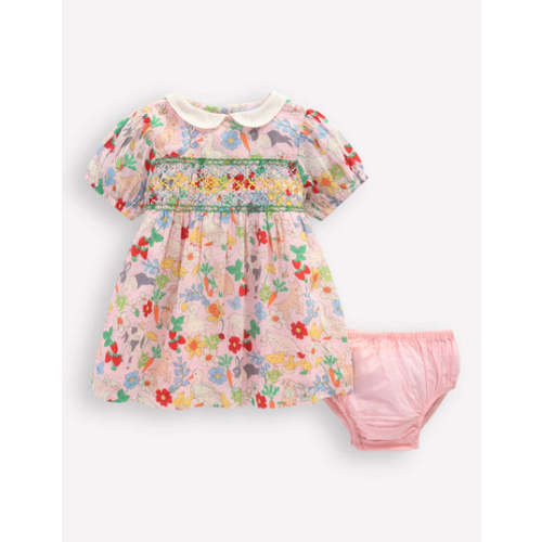 Traditional Smock Dress-French Pink Spring Meadow | Boden UK