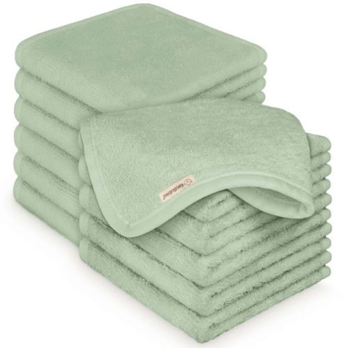 KeaBabies Deluxe Baby Washcloths, 10x10 Organic and Soft Baby Wash Cloth, Baby Bath Towel, Face Cloths (Pistachio)