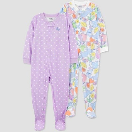 Carter's Just One You® Toddler Girls' Polka Dots & Floral Printed Footed Pajamas - Purple/White, Size: 2T