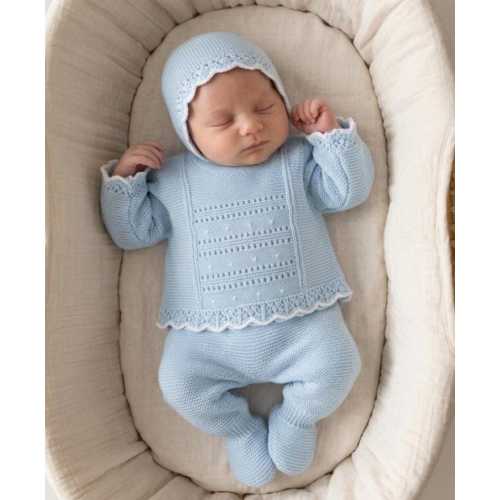 Conjunto personalizado para recién nacido niño, pelele de algodón azul cielo, estilo español, hipoalergénico, primera prenda de hospital.