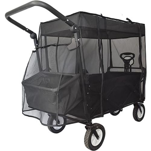 Mosquito Net for Wagon Universal, Bug Net Cover for Collapsible Beach Folding Utility Kids Grocery Push Pull Stroller Wagon Cart Accessories Attachment Foldable Sun Shade for Camping
