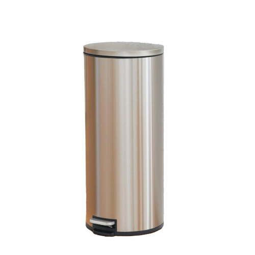 Better Homes & Gardens 7.9 Gallon Round Kitchen Step Trash Can, Stainless Steel Silver