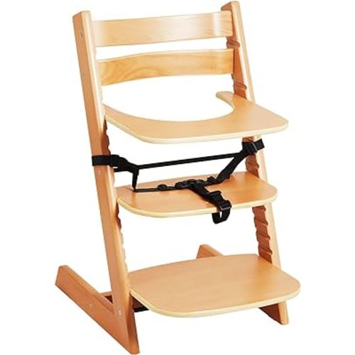 VEVOR Wooden High Chair for Babies & Toddlers, Convertible Adjustable Feeding Chair, Eat & Grow High Chair with Tray, Grow with Kid Portable Baby Dining Booster Seat, Beech Wood Toddler Chair, Natural