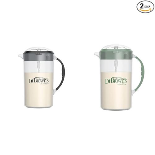 Dr. Brown's 32oz Baby Formula Mixing Pitchers, Black & Olive Colors, Set of 2