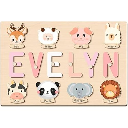 Personalized Name Puzzle Baby Toys for Toddlers, Baby Toddler Easter Basket Stuffers Gifts Birthday for Girl and Boy, Montessori Babys Toys