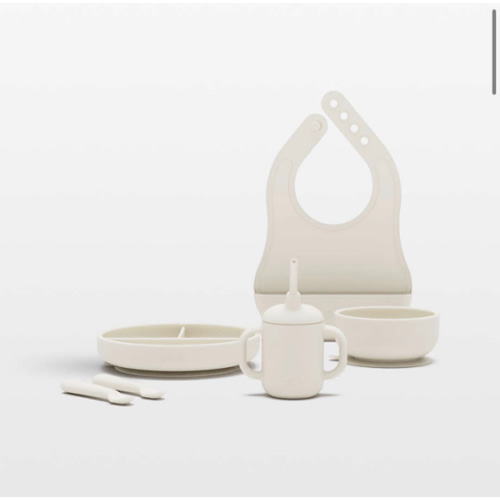 Lalo Oatmeal White First Bite Full Baby Feeding Set