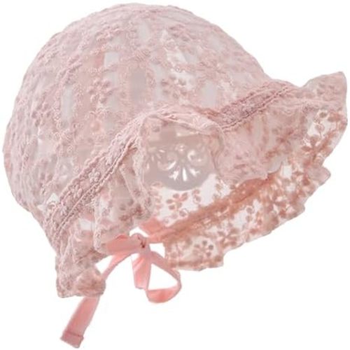 Baby Girl Lace Bonnets Cotton New-Born Beanie Hats Mesh Palace Hat Soft Breathable Sun-Protection for Babies