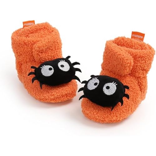 Ohwawadi Infant Baby Boys Girls Slippers Cozy Fleece Booties Soft Bottom Warm Cartoon Socks Newborn Crib Shoes