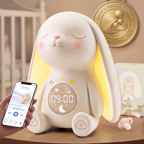 MeWaii Bunny White Noise Sound Machine, Newborn Baby Essential, 100+ Sounds | Mom's Choice Award, AI Cry Detection, Full App Access Control, Night Light, Baby Shower Gifts for Boys & Girls, New Mom Gift