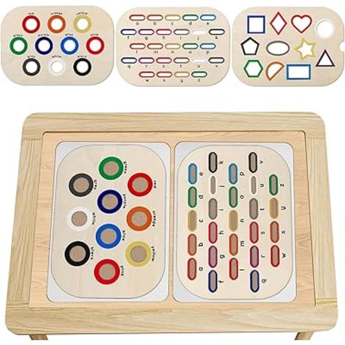 Sensory Table Inserts,Children's Sensory Tray Tabletop Board Game Wooden Flat Board Parent-Child Interactive Early Education Toys
