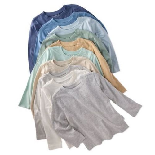 Butterblu LONDON 10-Pack Toddler Long Sleeve T-Shirts Seafoam Terra Rainbow 12M