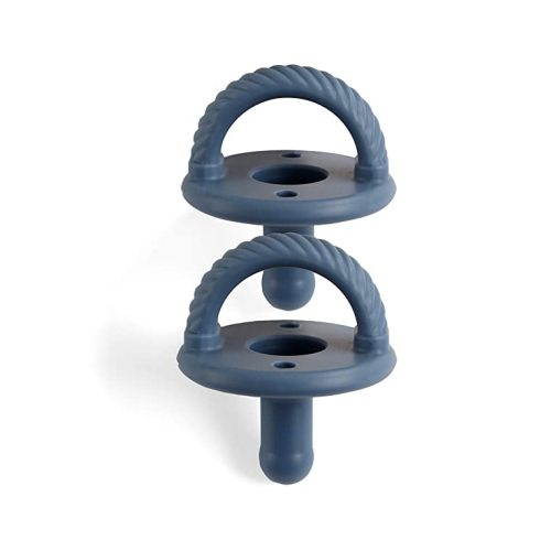 Itzy Ritzy Silicone Pacifiers for Newborn - Sweetie Soother Pacifiers Feature Collapsible Handle & Two Air Holes for Added Safety; For Ages Newborn and Up, Set of 2 in Nautical Navy