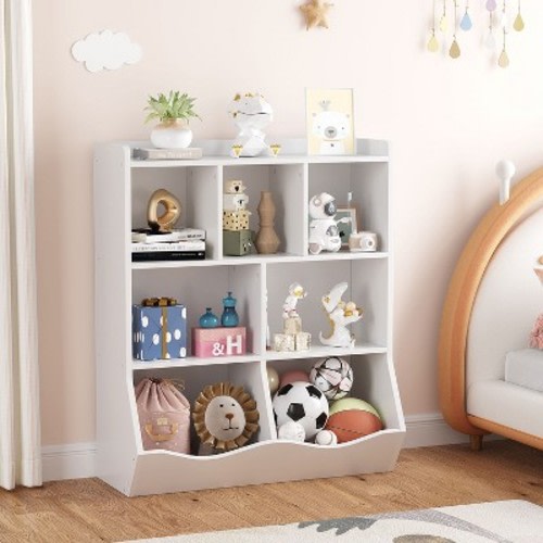 Garvee 3-Tier Kids Bookshelf and Bookcase for Storage Books and Toys,Multi Shelf with Cubby Cabinet for Kids Bedroom,Playroom and Nursery