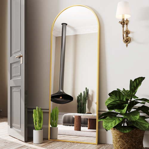 Antok 64"x 21" Arched Full Length Mirror Standing Floor Mirror Stand Up Mirror, Gold Frame