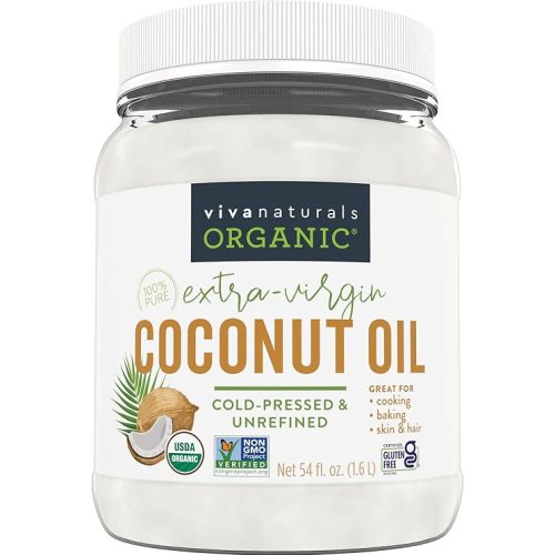 Viva Naturals Organic Coconut Oil, 54 fl oz – Unrefined, Cold-Pressed Extra Virgin Coconut Oil, USDA Organic & Non-GMO, Natural Cooking Oil, Hair Oil & Skin Oil