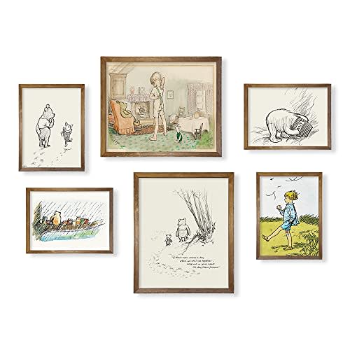 Winnie The Pooh Nursery Wall Art - Gifts for Winnie Fans Lover - Vintage Hundred Acre Wood Poster - Toddler Room Decor - You Are Braver Than You Think - Motivational Quote for Kids Little Boys Bedroom